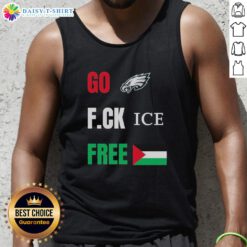 Official Go Birds F.C.K. Ice Free Palestine flag tank top featuring Philadelphia Eagles design for fans.