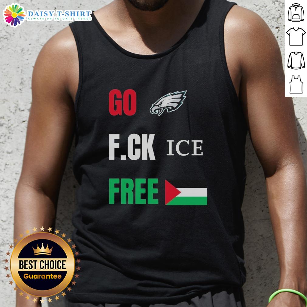 Official Go Birds F.C.K. Ice Free Palestine flag tank top featuring Philadelphia Eagles design for fans.