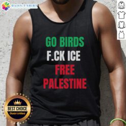 Official Go Birds F.C.K. Ice Free Palestine shirt worn by Hannah Einbinder, stylish Emmy tank top design.