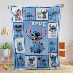 Official Happy Disney Cartoon Stitch With Friends Blanket Customize Blanket