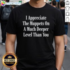 Alt Text: Official I Appreciate The Muppets On A Much Deeper Level Than You T-Shirt showcasing vibrant Muppet-themed design.