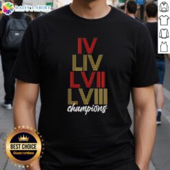 Official Kansas City Chiefs LVIII Stack Football T-Shirt featuring bold team graphics and vibrant colors.