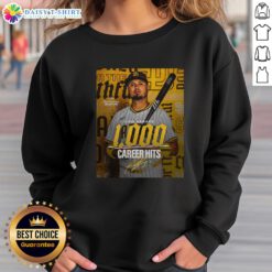 Official Luis Arraez San Diego Padres MLB 1000 Career Hits signature poster sweatshirt showcasing player pride.