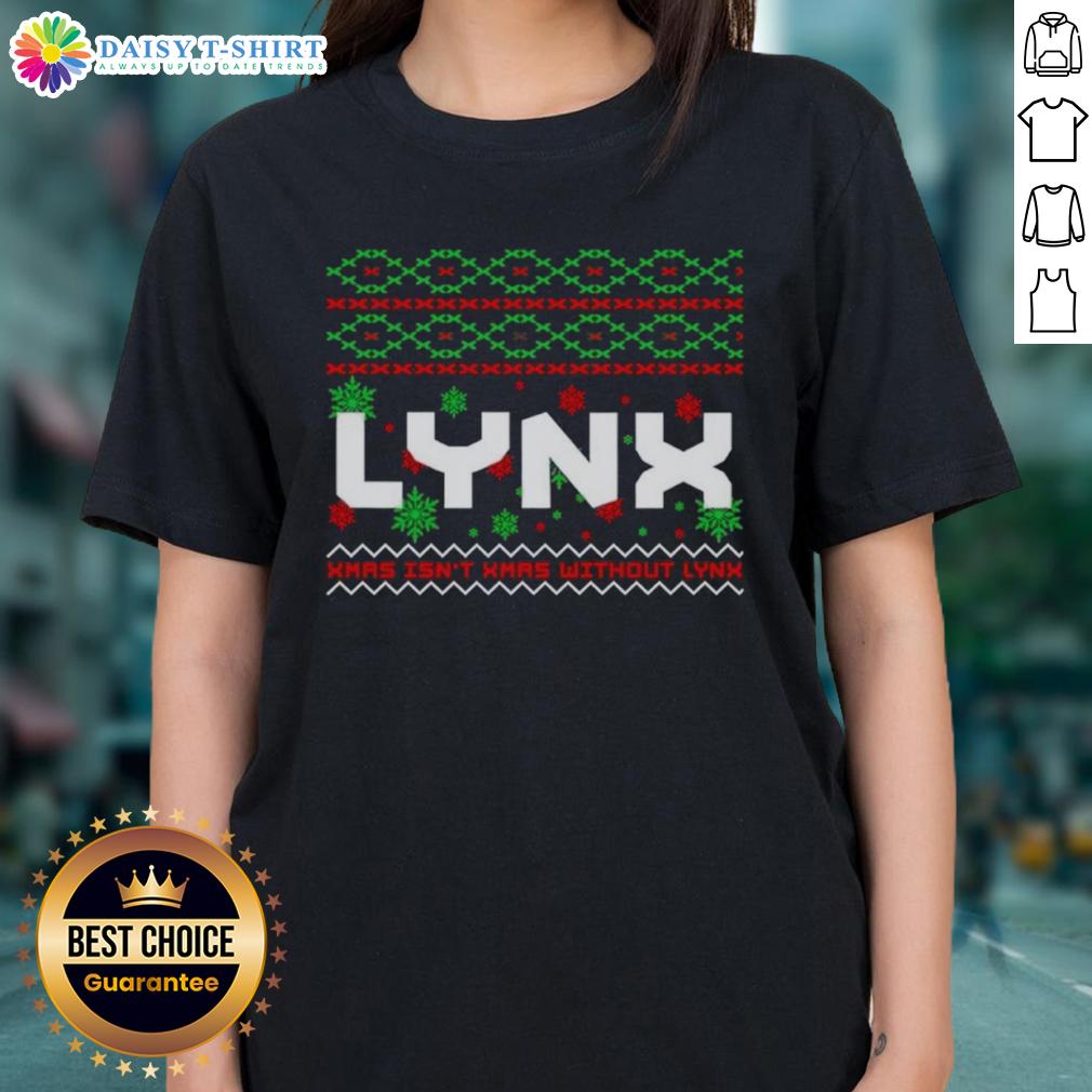 Official Lynx Ugly Christmas Ladies Tee featuring festive designs and a comfortable fit, perfect for holiday celebrations.