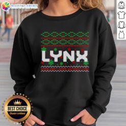Official Lynx Ugly Christmas Sweatshirt featuring festive designs and vibrant colors, perfect for holiday celebrations.