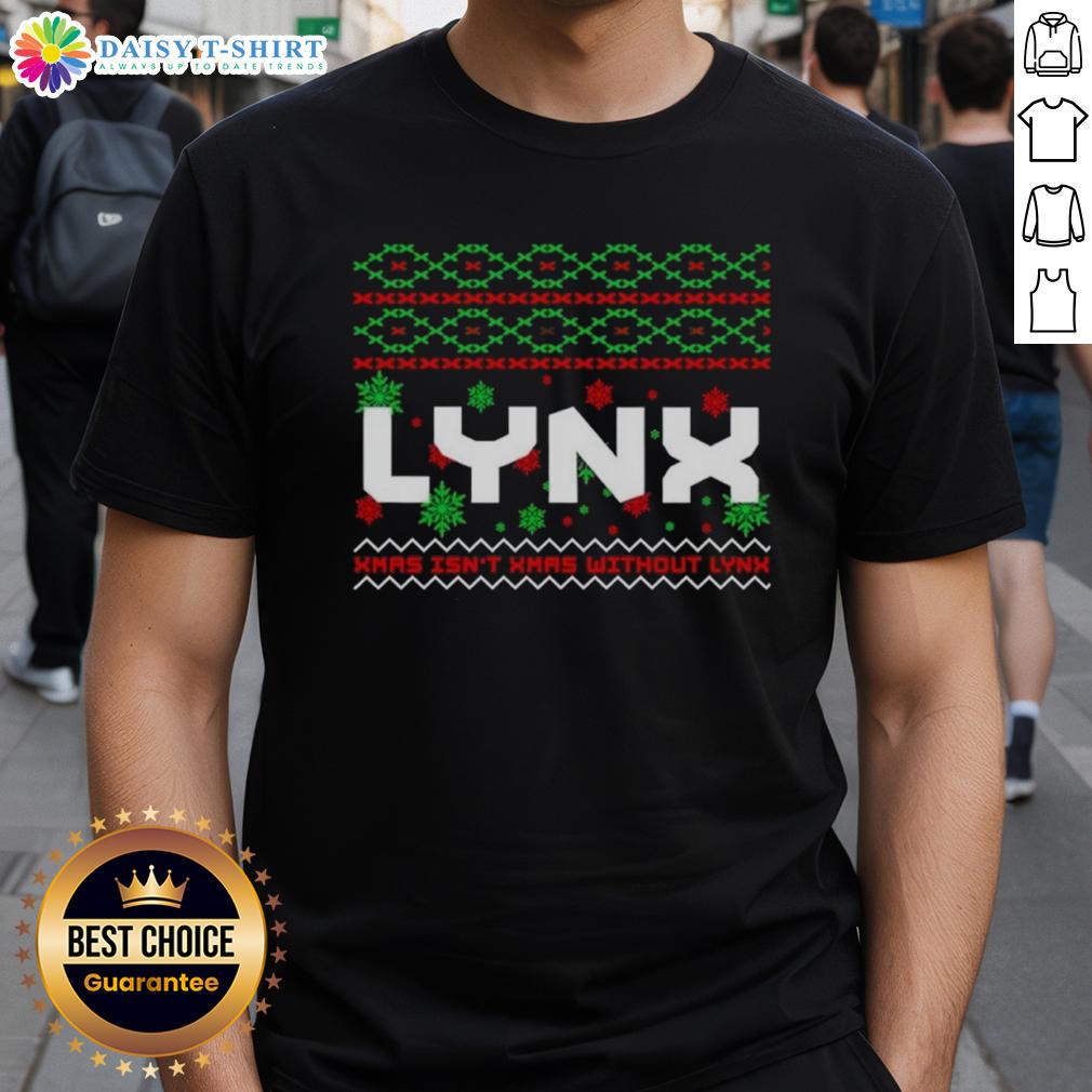 Official Lynx Ugly Christmas T-Shirt featuring festive designs, perfect for holiday parties and cozy winter gatherings.