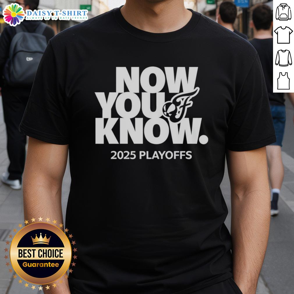 Alt Text: Official Now You Know 2025 Playoffs Indiana Fever T-Shirt featuring team colors and logo, perfect for fans.