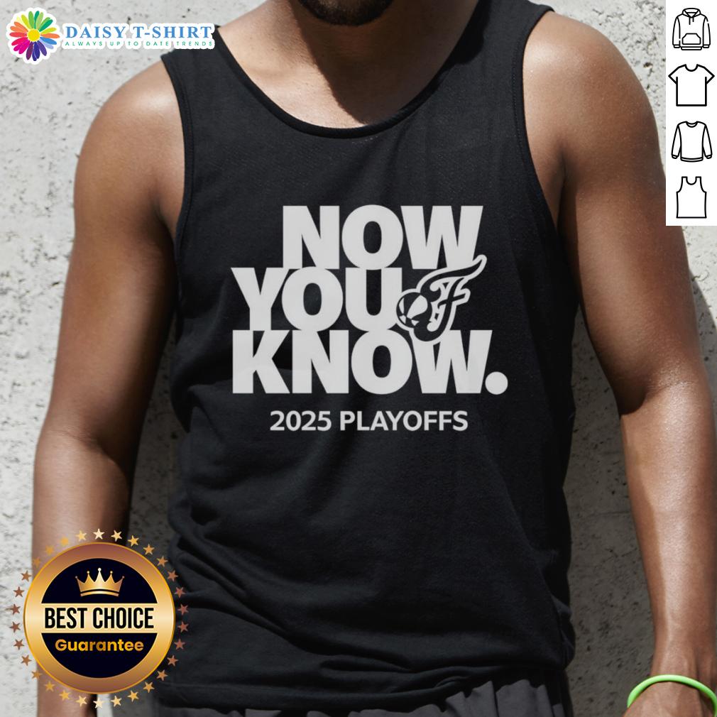 Official Now You Know 2025 Playoffs Indiana Fever tank top featuring team logo and vibrant design for fans.