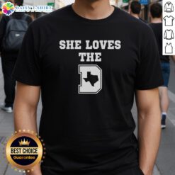 Official She Loves The D Texas Map T-Shirt featuring a colorful Texas map design, perfect for proud Texans.