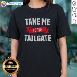 Official Take Me To The Tailgate Buffalo Bills Ladies Tee featuring team colors and logo, perfect for game day attire.