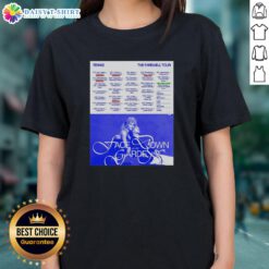 Alt Text: Official Tennis The Farewell Tour 2025 poster featuring a stylish ladies tee design for fans.