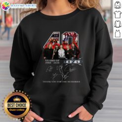 Alt Text: Official Tesla 45 Years of 1981-2026 Signature sweatshirt celebrating memories and innovation in electric vehicles.