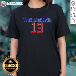 Official The Jaguar 13 Ladies Tee in vibrant colors, showcasing stylish design and comfortable fit for female fans.