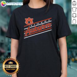 Original Auburn Tigers retro script logo on ladies tee, perfect Auburn University gear for fans and students.
