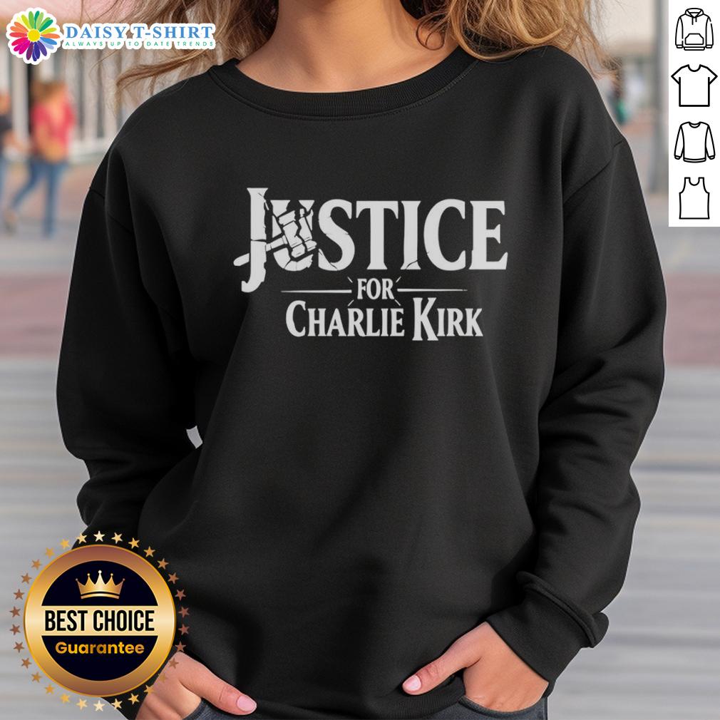 Alt Text: Original Justice For Charlie Kirk 2025 Hammer of Justice sweatshirt featuring bold graphics and a stylish design.