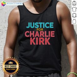 Original Justice for Charlie Kirk tribute tank top featuring bold text and patriotic design for supporters.