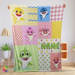 Perfect Good Personalized Colorful Baby Shark Blanket Fleece Customized Blanket