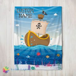 Perfect Good Pirate Ship At Sea Fish Underwater Blanket Fleece Customized Blanket