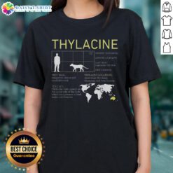 Premium extinct Thylacine Tasmanian Tiger vintage wildlife ladies tee featuring a unique graphic design.