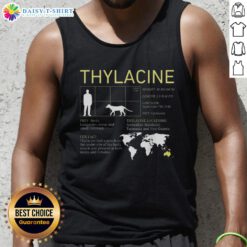Premium Extinct Thylacine Tasmanian Tiger vintage wildlife tank top featuring a detailed graphic of the iconic marsupial.