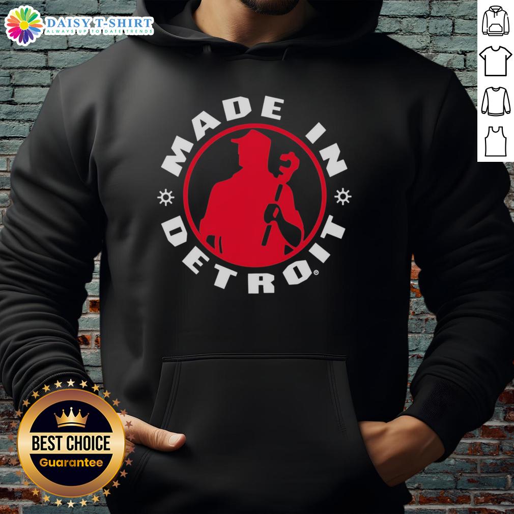 Alt Text: Premium Made in Detroit plumber wrench logo silhouette hoodie in black, showcasing craftsmanship and style.