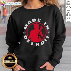 Alt Text: Premium Made in Detroit plumber wrench logo silhouette on a stylish sweatshirt, showcasing craftsmanship and quality.