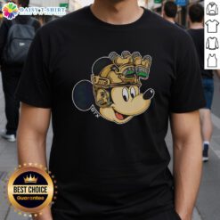 Alt Text: Premium Mickey Mouse Military Helmet Night Vision Goggles T-Shirt featuring a fun graphic design for Disney fans.