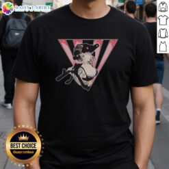 Alt Text: Premium Military Anime Girl wearing tactical gear and holding weapons, showcasing a striking tattoo on a T-shirt design.