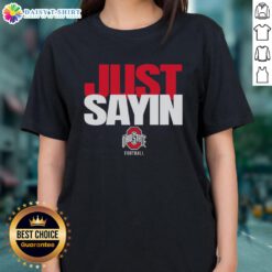 Premium Ohio State Buckeyes Football Ladies Tee featuring Julian Sayin design for stylish fans.
