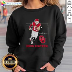 Alt Text: Premium Oklahoma Sooners Football John Mateer State Star Sweatshirt, featuring team colors and logo, perfect for fans.