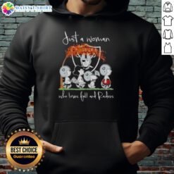 Alt Text: Woman wearing a Premium Peanuts hoodie, showcasing a love for fall and the Las Vegas Raiders in a cozy setting.