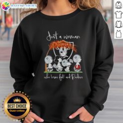 Woman wearing a Premium Peanuts sweatshirt, showcasing love for fall and the Las Vegas Raiders.