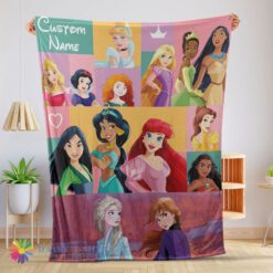 Premium Pefect Disney Cartoon All Princess Characters Blanket Fleece Customized Blanket
