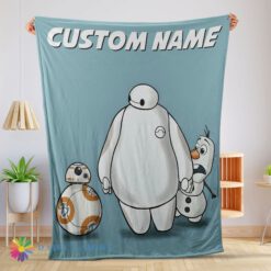 Premium Pefect Disney Cartoon Big Hero 6 Baymax With Friends Blanket Fleece Customized Blanket