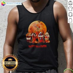 Premium Pittsburgh Steelers Happy Halloween Coffee Tank Top featuring festive design, perfect for game day celebrations.