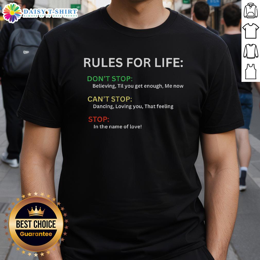 Premium Rules For Life Love T-Shirt featuring a stylish design, perfect for expressing positivity and love.