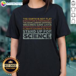 Premium Stand Up For Science Ladies Tee featuring a stylish design for science enthusiasts and advocates.