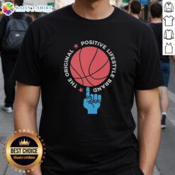 Alt Text: Premium The Original Positive Lifestyle Brand Basketball T-Shirt in vibrant colors, perfect for basketball enthusiasts.