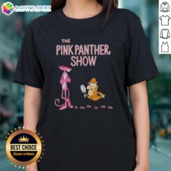 Premium The Pink Panther Show Cartoon Ladies Tee featuring vibrant graphics of the iconic Pink Panther character.