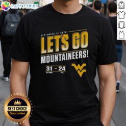 Premium West Virginia Mountaineers Vs Pitt Panthers 2025 T-Shirt featuring 'Let's Go' graphic for fans.