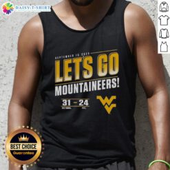 Premium West Virginia Mountaineers vs Pitt Panthers 2025 tank top featuring 'Let's Go Score' design for fans.