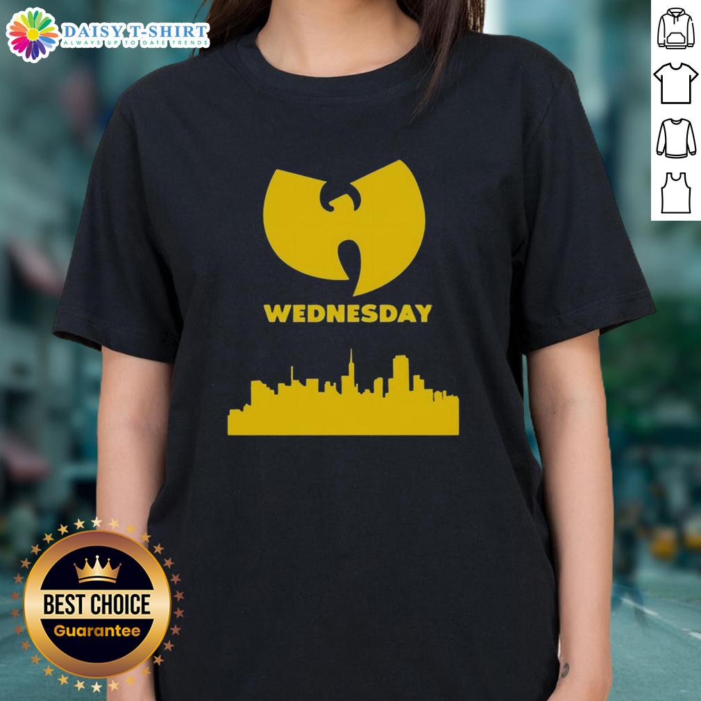 Premium Wu Tang Wednesday Skyline Ladies Tee featuring stylish design and vibrant colors for fans of Wu-Tang Clan.