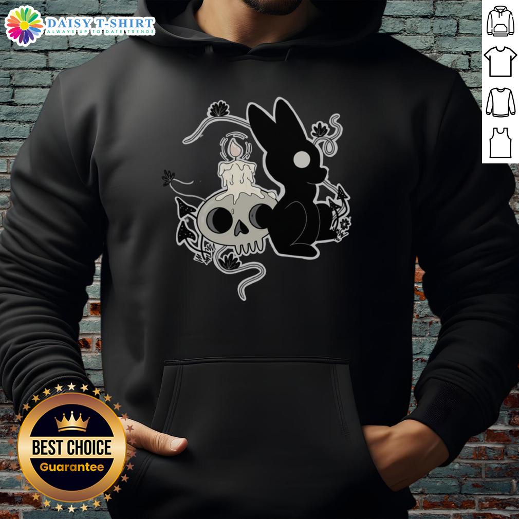 Pretty Bunny Halloween candle skull hoodie design featuring a cute bunny with a spooky skull motif.