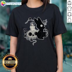 Pretty Bunny Halloween Candle Skull Ladies Tee featuring a cute bunny design with a skull and candle for festive style.