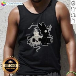 Pretty Bunny Halloween Candle Skull Tank Top featuring a cute bunny and spooky skull design for festive style.