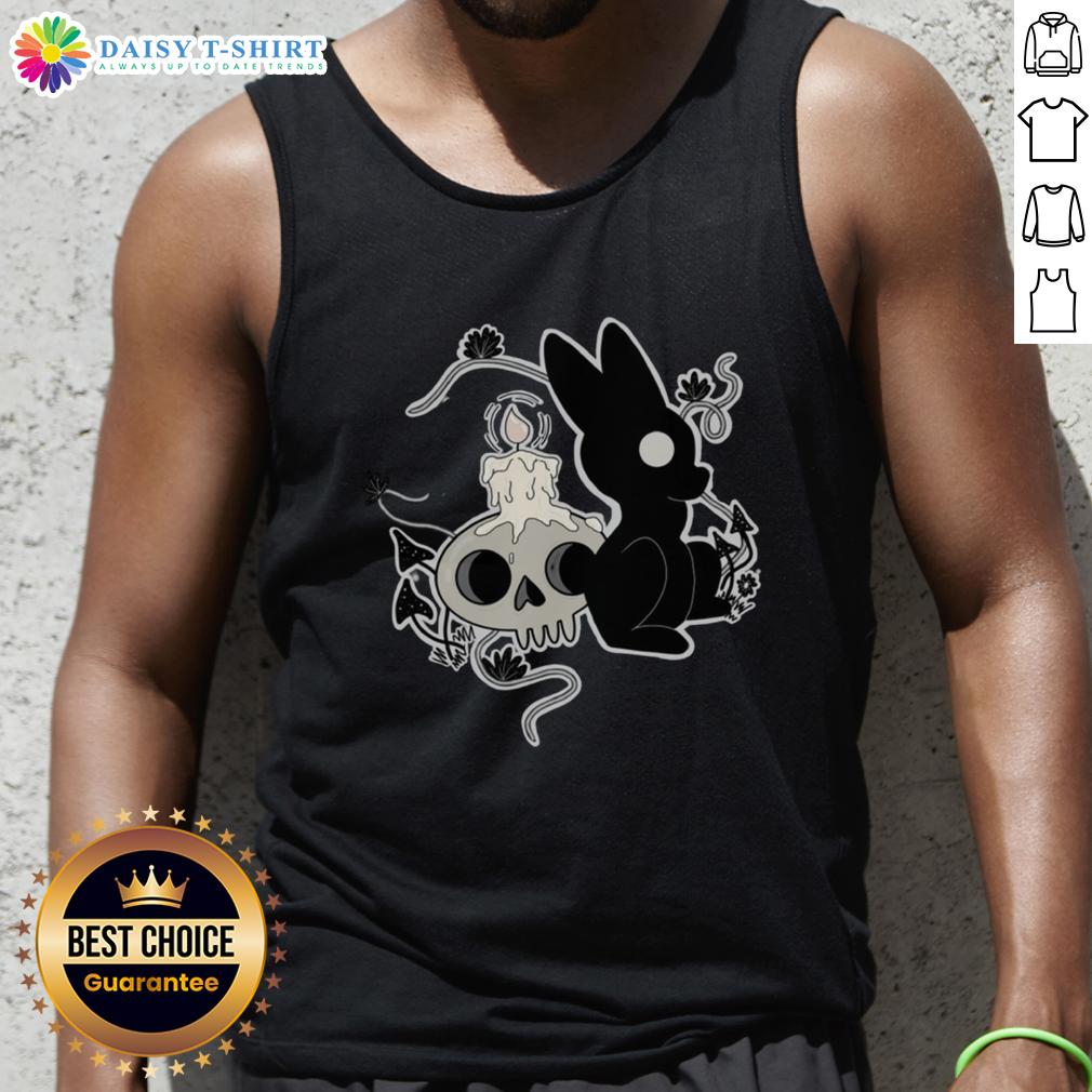 Pretty Bunny Halloween Candle Skull Tank Top featuring a cute bunny and spooky skull design for festive style.