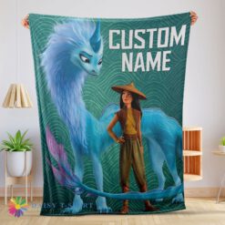 Pretty Good Cute Disney Cartoon Retro Raya And The Last Dragon Blanket Fleece Customized Blanket