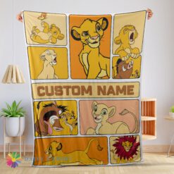 Pretty Happy Cute Disney Cartoon The Lion King Simba With Friends Blanket Fleece Customized Blanket