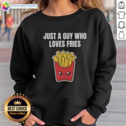Kawaii sweatshirt featuring a cute guy with curly fries, perfect for fast food lovers who adore French fries.