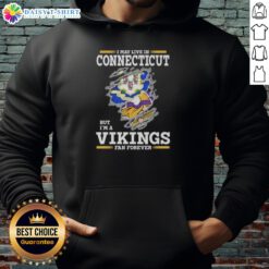 Cozy hoodie featuring Minnesota Vikings logo, perfect for fans living in Connecticut. Stylish and warm for game days.